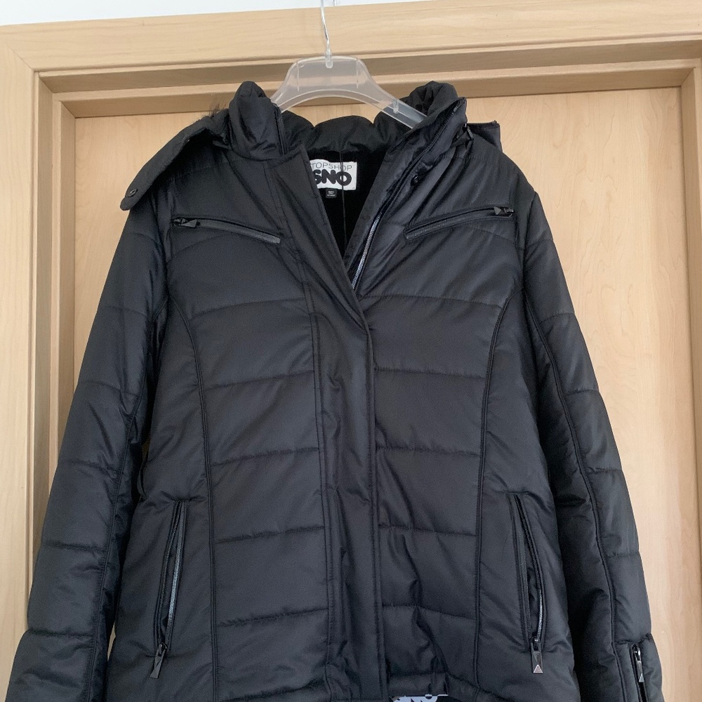 NWT Topshop Sno Women’s Black Puffer Jacket Size 12